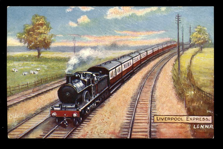 Railway L&NWR Steam Engine Liverpool Express train Oilette